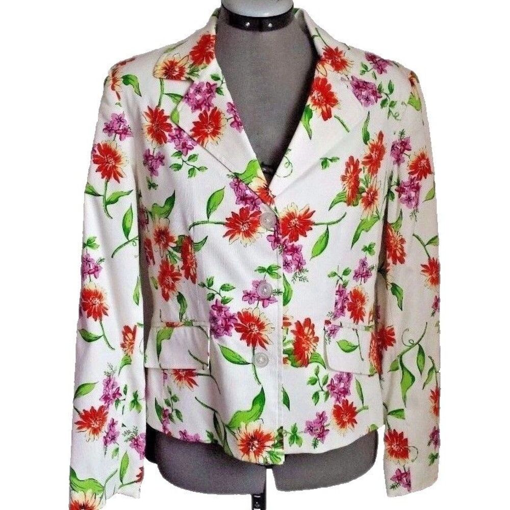 Patchington Women's Jacket Floral Cotton Spandex Blazer Size 8